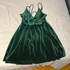 Emerald Green Velvet Mini Dress